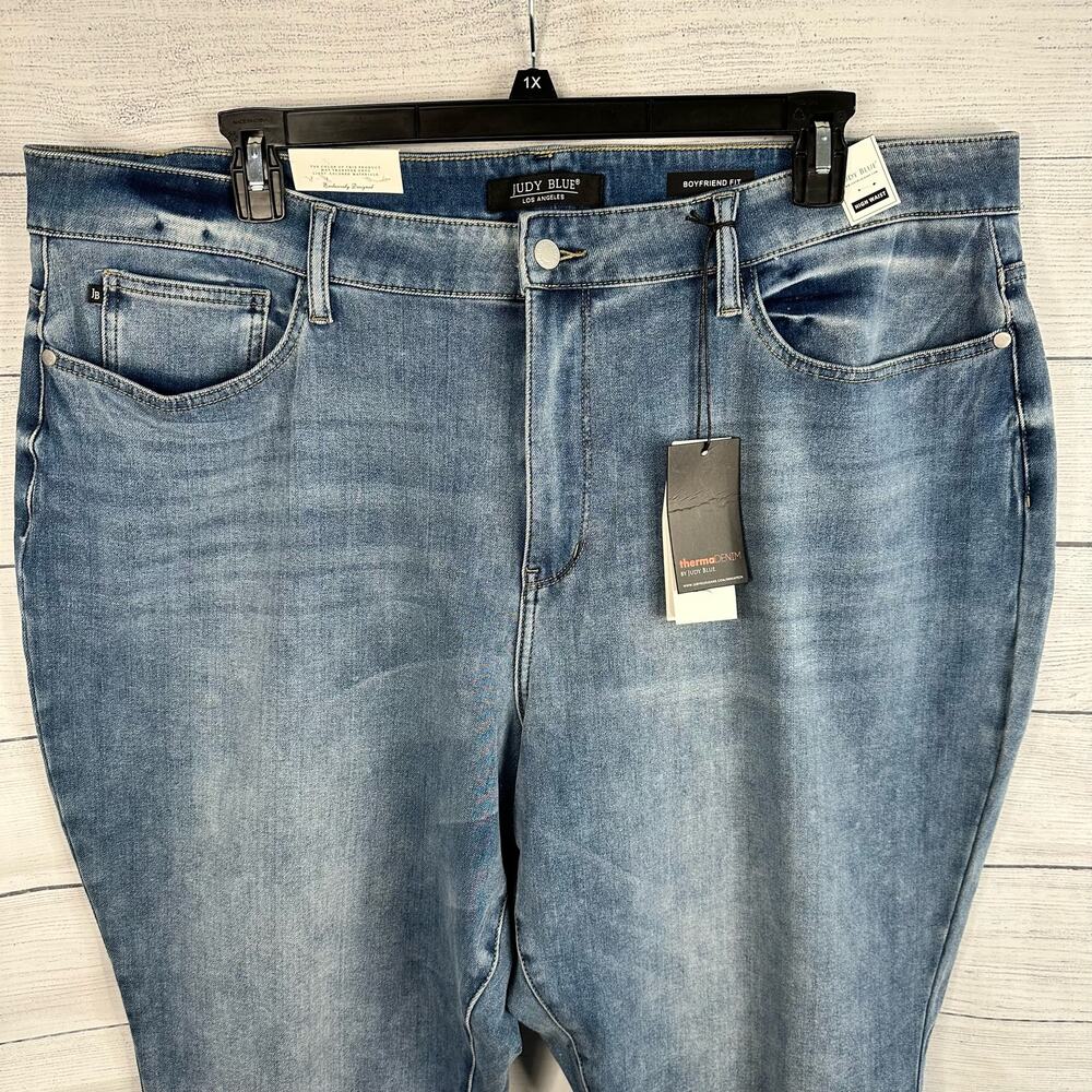 NEW Judy Blue Womens size 24W Thermadenim Undone Hem Boyfriend High Waist Jeans - Picture 5 of 16